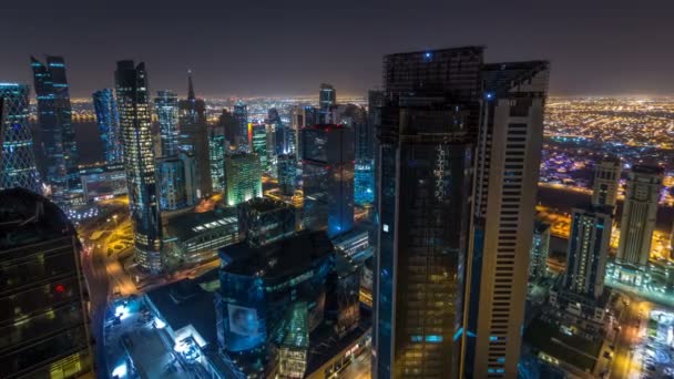 Die Skyline der Westbucht von oben in Doha, Katar. — Stockvideo
