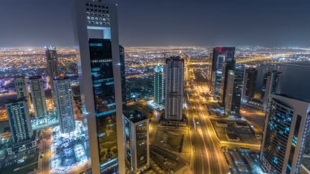 De skyline van de West Bay gebied van boven in Doha timelapse, Qatar. — Stockvideo