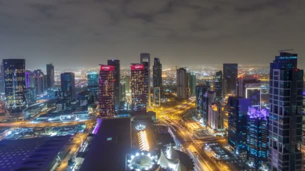 Niebo obszaru West Bay od góry w Doha timelapse, Katar. — Wideo stockowe