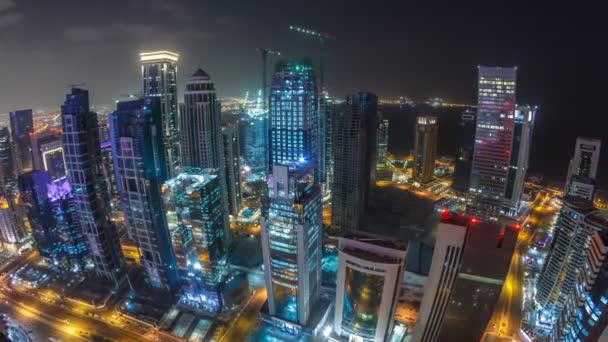 A West Bay terület látképe a katari Doha Timelapse tetejéről. — Stock videók