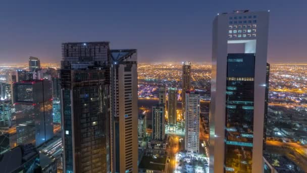 El horizonte de la zona de West Bay desde arriba en Doha timelapse, Qatar. — Vídeos de Stock