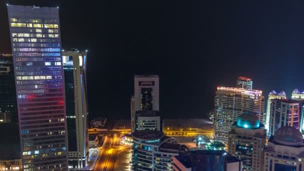 De skyline van de West Bay gebied van boven in Doha timelapse, Qatar. — Stockvideo