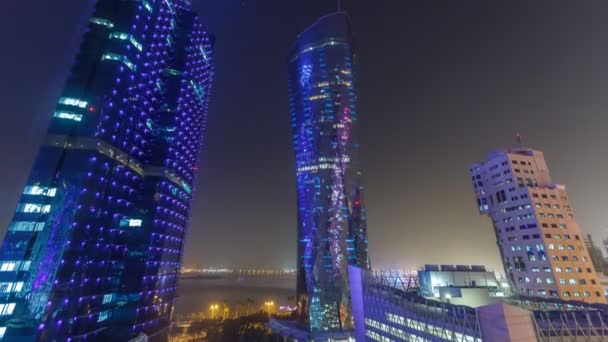 El horizonte de la zona de West Bay desde arriba en Doha timelapse, Qatar. — Vídeos de Stock