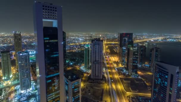 De skyline van de West Bay gebied van boven in Doha timelapse, Qatar. — Stockvideo