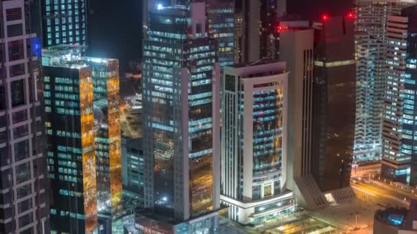 El horizonte de la zona de West Bay desde arriba en Doha timelapse, Qatar. — Vídeos de Stock