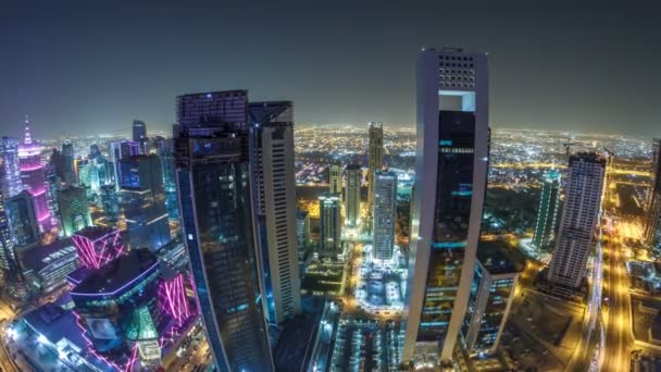 A West Bay terület látképe a katari Doha Timelapse tetejéről. — Stock videók