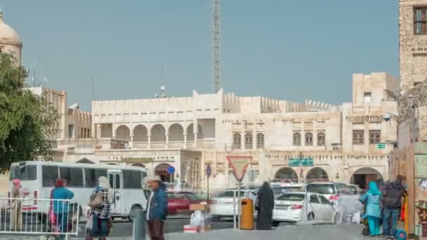 在卡塔尔多哈举行的Souq Waqif会议. — 图库视频影像