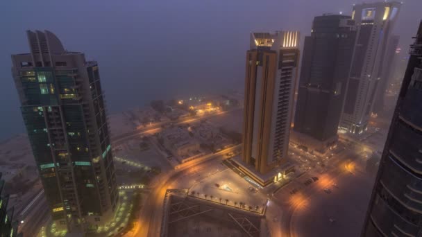 Skyline of the West Bay area from top in Doha day to night timelapse, Qatar. — Stockvideo