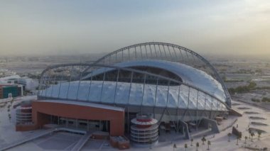 Sabah Doha 'daki Aspire Zone Stadyumu' nun hava manzarası.