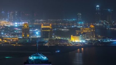 İnci-Katar 'a havadan gece görüntüsü.