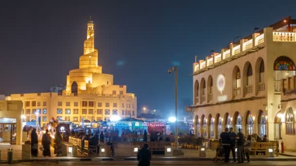 Souq Waqif νύχτα timelapse στη Ντόχα, Κατάρ. — Αρχείο Βίντεο