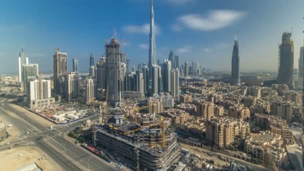 아름 다운 명품 모든 하루 timelapse, 두바이, 아랍 에미리트 중 두바이 시내 공중 최고 보기 — 비디오