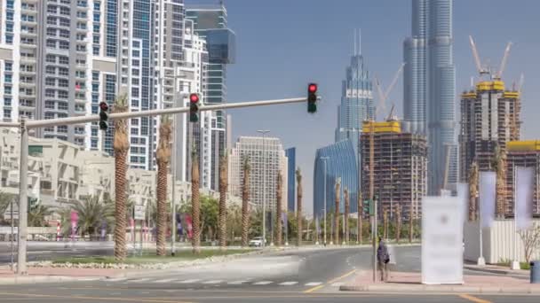 Timelapse vista da baía de negócios e área do centro de Dubai — Vídeo de Stock