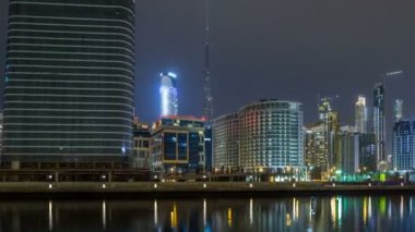 Dubai iş defne gece timelapse hyperlapse kuleleri
