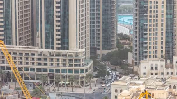 市中心迪拜天际线与 recidential 塔 timelapse, 从屋顶的看法. — 图库视频影像