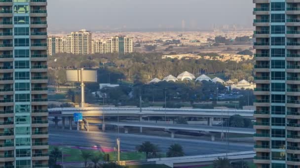 Dubai Marina timelapse aeral al atardecer — Vídeos de Stock