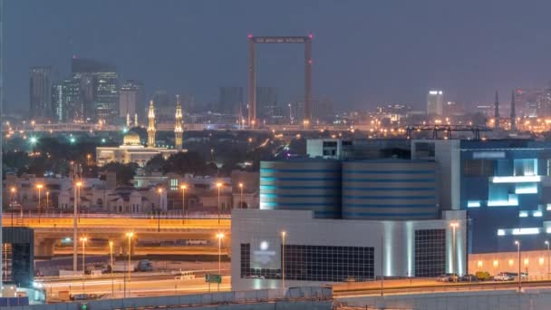 Ο ρυθμός της πόλης του Ντουμπάι εναέρια timelapse — Αρχείο Βίντεο