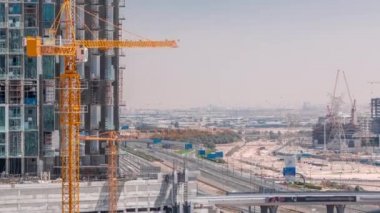 Dubai silueti, havadan zaman ayarlı.