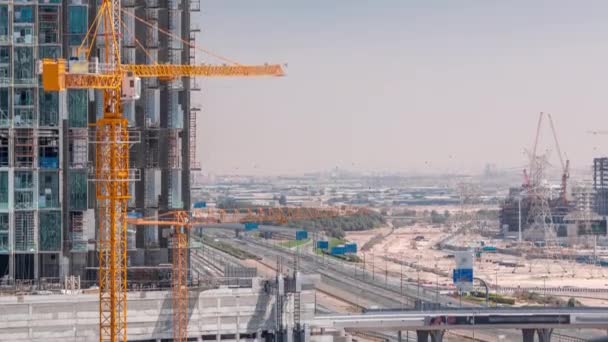 Skyline de Dubaï avec timelapse aérien de construction — Video