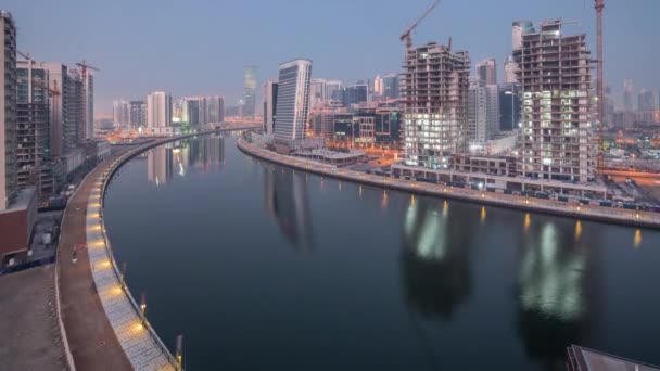 Il ritmo della città di Dubai dalla notte al giorno transizione aerea timelapse — Video Stock