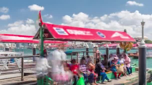 A water taxi boat station in Deira timelapse. — Stock Video