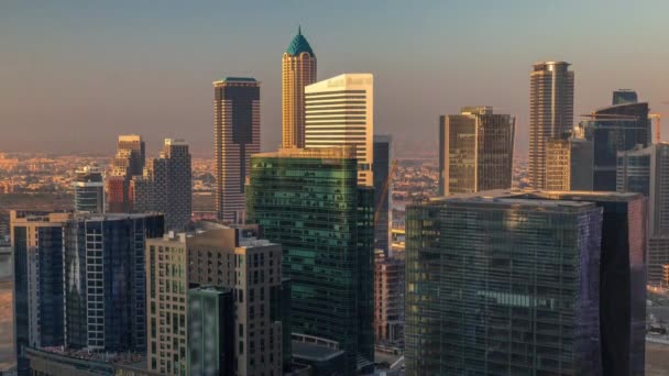 Dubais business bay torn på morgonen antenn timelapse. — Stockvideo