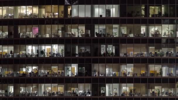 Windows in wolkenkrabbers International Business centrum van de stad bij nacht timelapse, Moskou, Rusland — Stockvideo