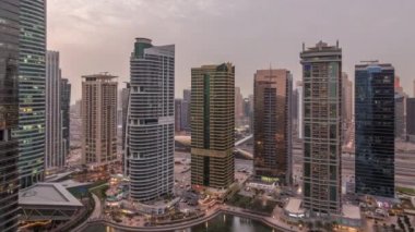 Jumeirah göl kuleleri dubai gece timelapse ilçe konut ve ofis binaları