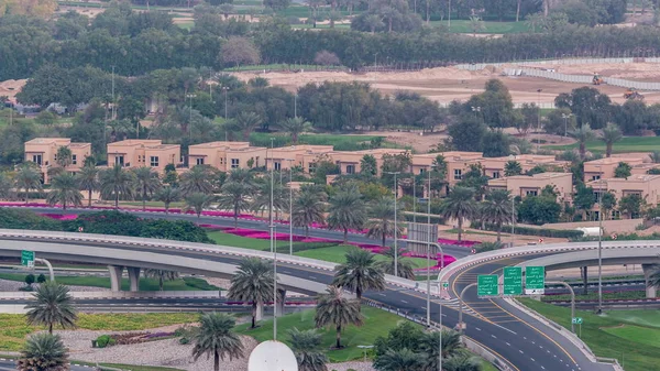 Vista aérea de la carretera Sheikh Zayed cerca de Dubai Marina y JLT timelapse, Dubai . — Foto de Stock
