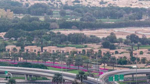 Vista aérea para a estrada Sheikh Zayed perto de Dubai Marina e JLT timelapse, Dubai . — Fotografia de Stock