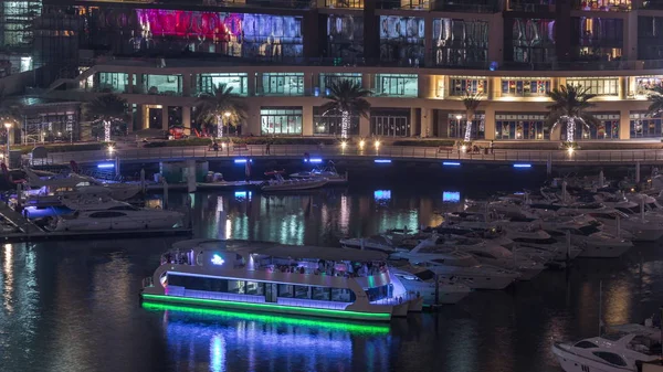 Strandpromenade in Dubai Marina Antenne Nacht Zeitraffer. dubai, vereinigte arabische emirate — Stockfoto