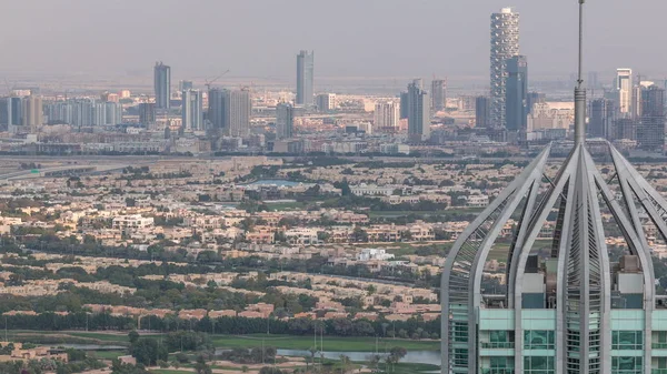 Vista aérea superior do Dubai Marina noite timelapse . — Fotografia de Stock