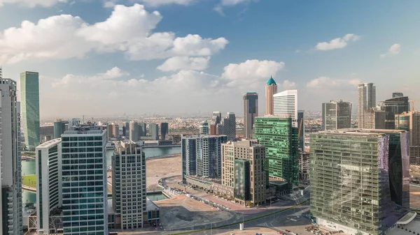 Dubais business bay torn på morgonen antenn timelapse. — Stockfoto