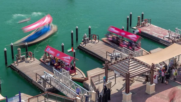A water taxi boat station in Deira timelapse.