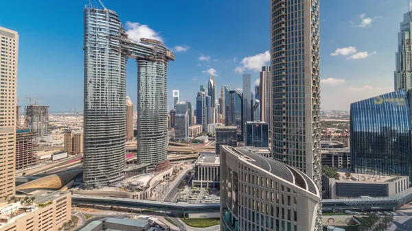 Vista aérea de nuevos rascacielos y edificios altos Timelapse — Foto de Stock