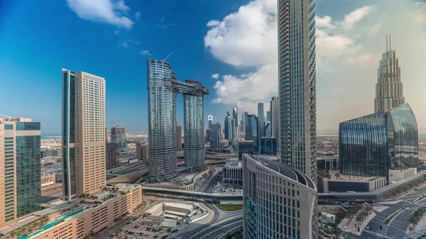 Vista aérea de novos arranha-céus e edifícios altos Timelapse — Fotografia de Stock