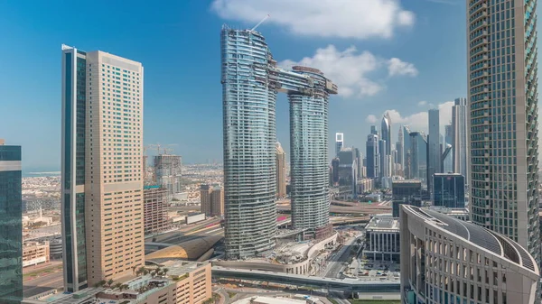 Aerial view of new skyscrapers and tall buildings Timelapse — Stock Photo, Image