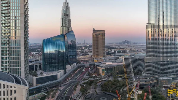 Life city afternoon with high buildings Timelapse Aerial — Stock Photo, Image