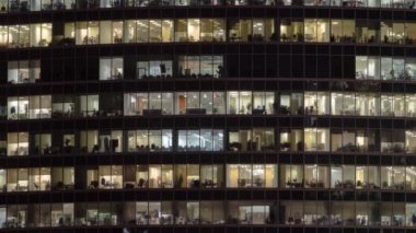 Windows gökdelenler Uluslararası İş Merkezi City gece timelapse, Moskova, Rusya Federasyonu