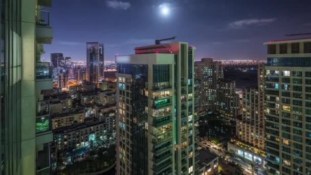 Vista aérea del distrito de Greens desde el timelapse nocturno superior . — Vídeo de stock