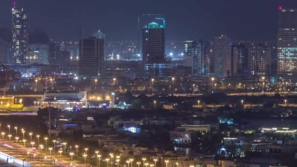 Vista aérea a villas y casas con campo de golf noche timelapse — Vídeos de Stock