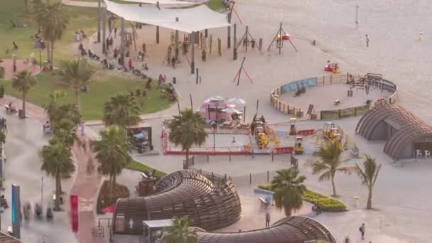 Обзор береговой линии Jumeirah Beach Residence JBR skyline aerial timelapse — стоковое видео