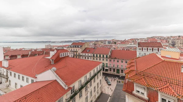 Lisbon aerial cityscape skyline timelapse from viewpoint of St. Jorge Castle, Portugal. — стокове фото