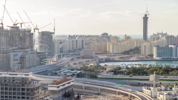 Palm Jumeirah Highway bridge aerial timelapse. Dubai, United Arab Emirates — Stock Video