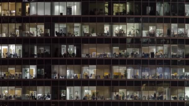 Fenster in Wolkenkratzern International Business Center Stadt in der Nacht Zeitraffer, Moskau, Russland — Stockvideo