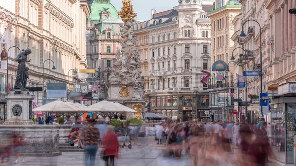 Οι άνθρωποι περπατούν σε Graben Αγίου timelapse, παλιά πόλη κεντρικό δρόμο της Βιέννης, Αυστρία. — Φωτογραφία Αρχείου