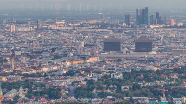 Viyana 'nın ufuk çizgisi Tuna Bakış Açısı Leopoldsberg hava zaman çizelgesi.