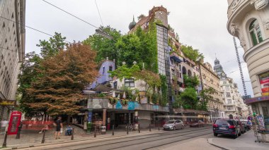 Avusturya, Viyana 'da Hundertwasserhaus Apartman Bloğu zaman atlaması