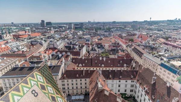 Panoramic aerial view of Vienna, austria, from south tower of st. stephen's cathedral timelapse — Stock Photo, Image