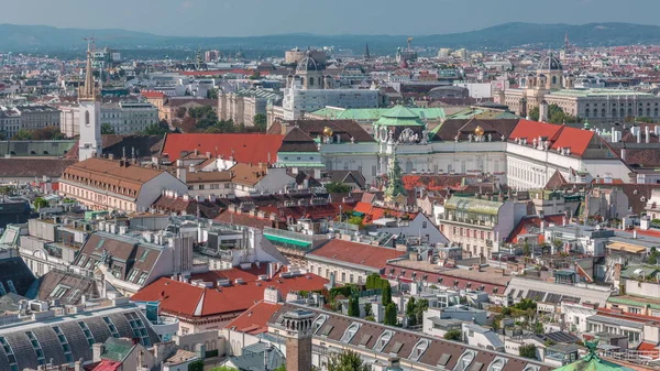 Panoramic aerial view of Vienna, austria, from south tower of st. stephen's cathedral timelapse — Stock Photo, Image